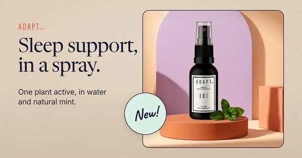 Adapt X.1 ad, New card layout, 1.91:1: the bottle in a pastel arch with a New! sticker