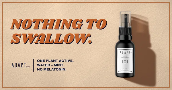 Adapt X.1 ad, Retro claim layout, 1.91:1: a retro headline "Nothing to swallow." on tan