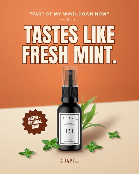 Adapt X.1 ad, Retro headline layout, 4:5: a retro headline "Tastes like fresh mint." on orange