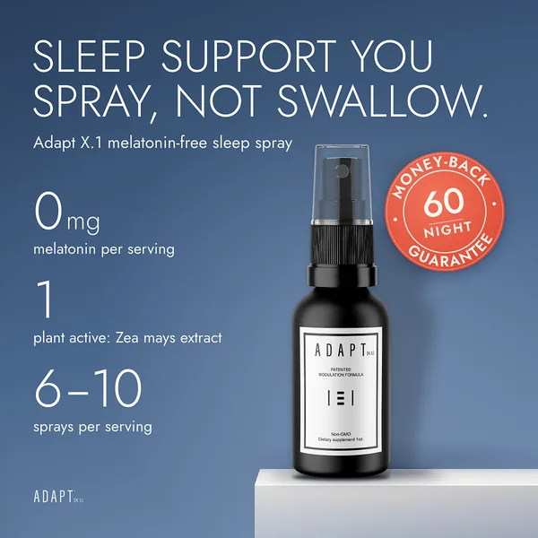 Adapt X.1 ad, Stat seal layout, 1:1: product numbers beside the bottle with a 60-night seal