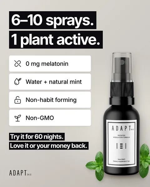 Adapt X.1 ad, Stat stack layout, 4:5: a headline "6-10 sprays. 1 plant active." over a stacked checklist