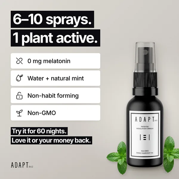 Adapt X.1 ad, Stat stack layout, 1:1: a headline "6-10 sprays. 1 plant active." over a stacked checklist