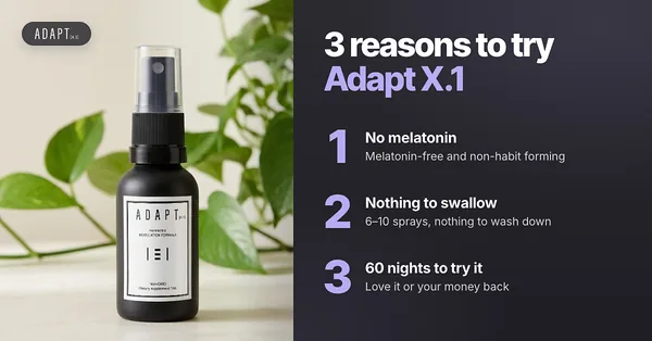 Adapt X.1 ad, Three reasons layout, 1.91:1: three numbered reasons to try Adapt X.1 beside the bottle
