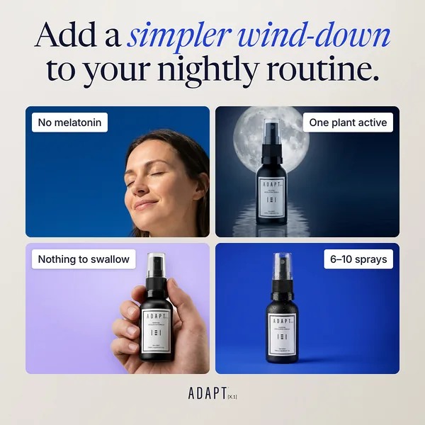 Adapt X.1 ad, Vision board layout, 1:1: a photo grid, headline "Add a simpler wind-down to your nightly routine."