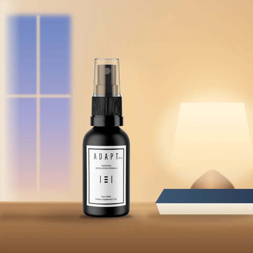 Adapt X.1 bottle by a window in warm lamplight
