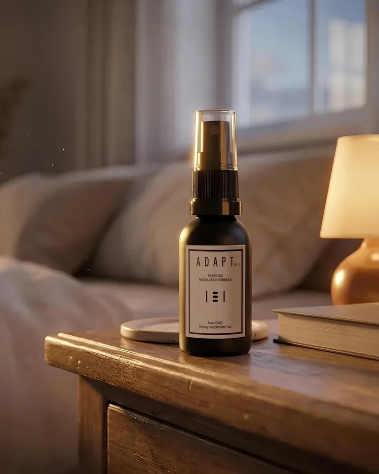 Adapt X.1 bottle on a bedside table by lamplight