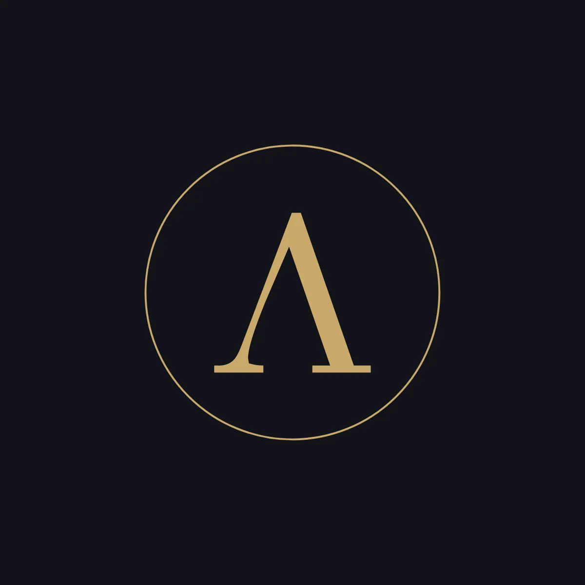 AUERA Λ monogram in gold on ink