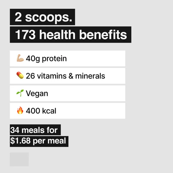 Ad template, 1:1: 2 scoops, 173 health benefits