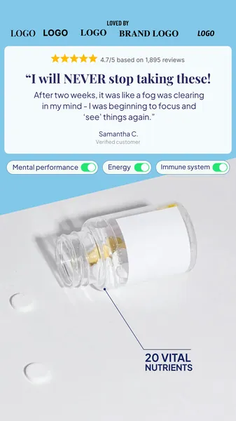 Ad template, 9:16: I will never stop taking these