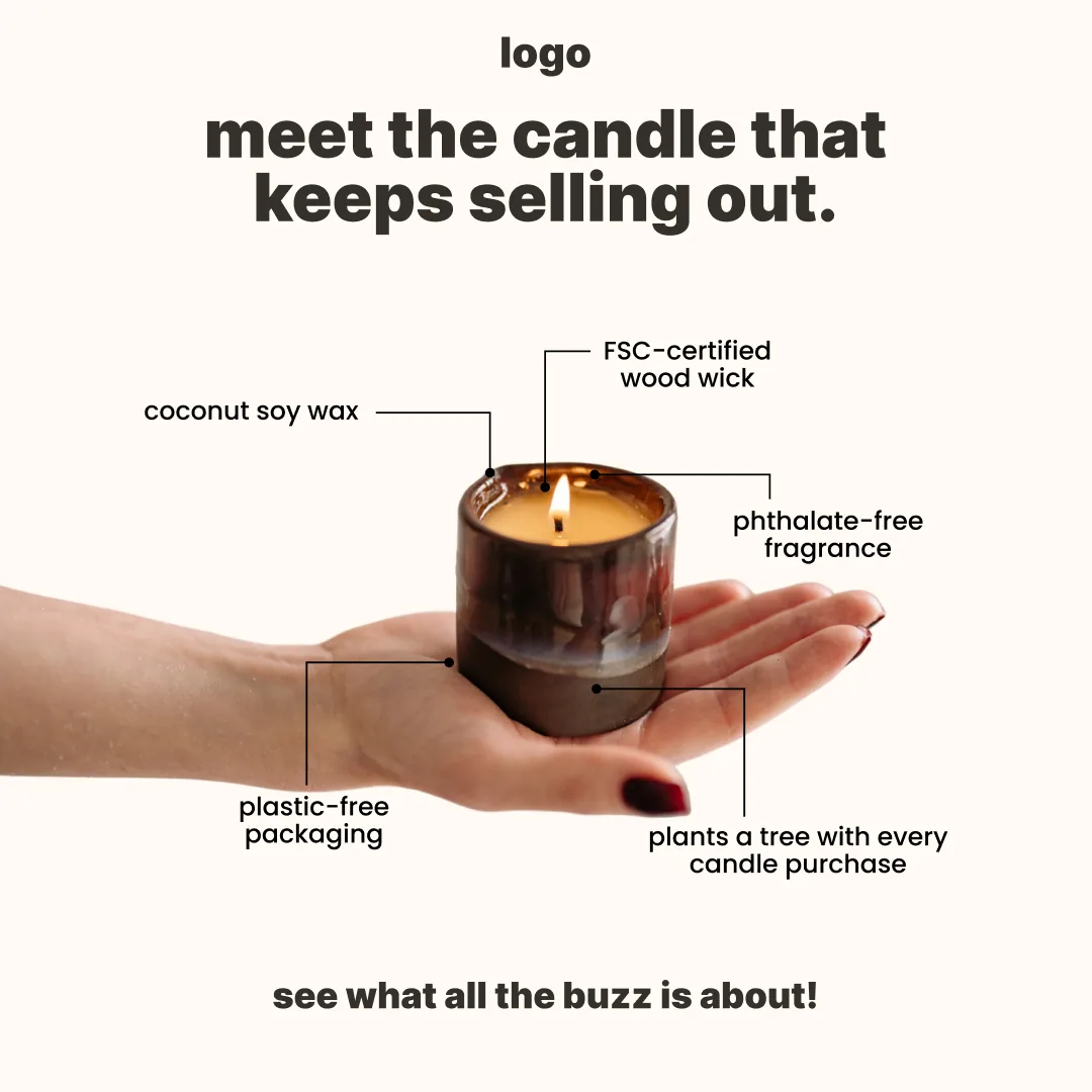 Ad template, 1:1: Meet the candle that keeps selling out