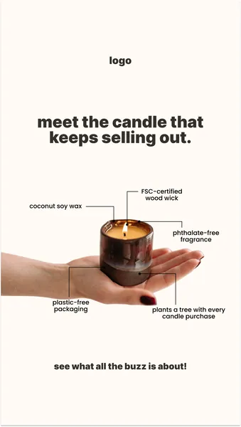 Ad template, 9:16: Meet the candle that keeps selling out