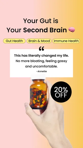 Ad template, 9:16: Your gut is your second brain